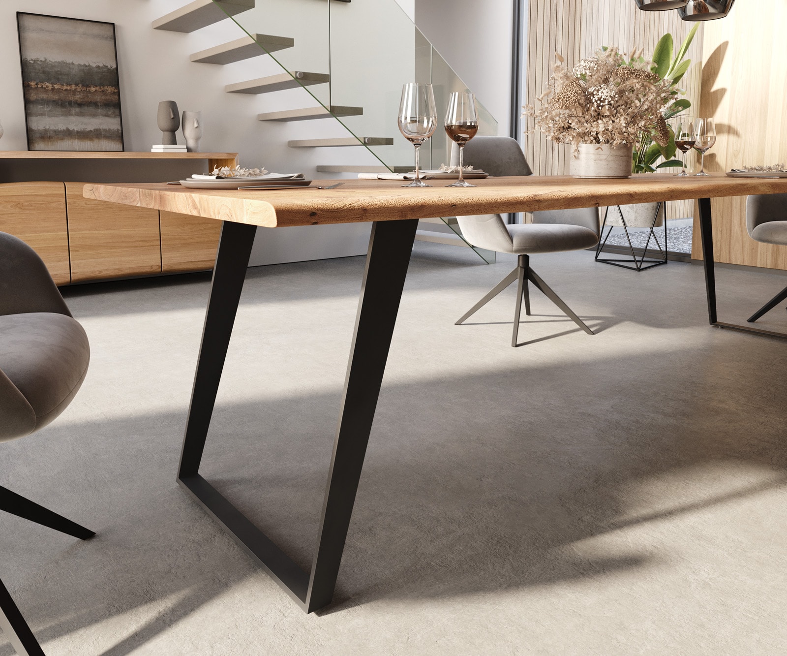 Маса 300x100 Акация Натурал Метал под ъгъл Edge 5 Маса 300x100 Акация Натурал Метал под ъгъл Edge 5