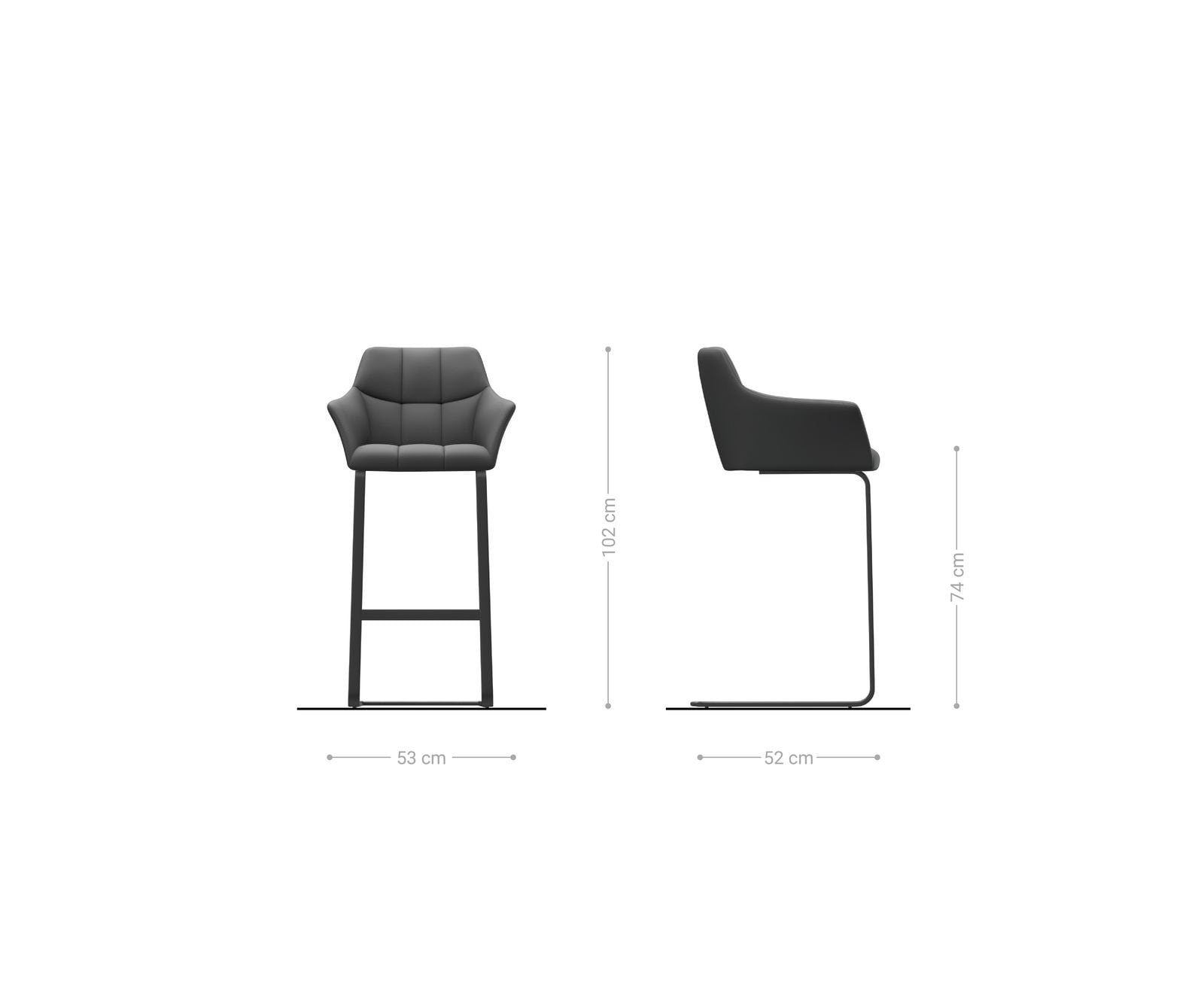 Бар стол Винтидж Антрацит Конзолен крак плосък Метал Yulo-Flex 6 Бар стол Винтидж Антрацит Конзолен крак плосък Метал Yulo-Flex 6