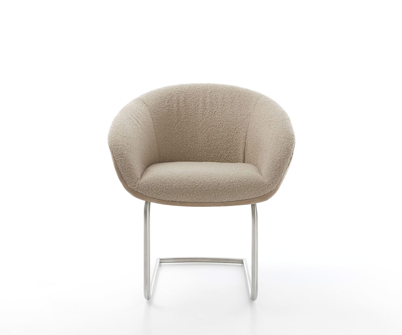 Люлеещ стол с подлакътници Микс от дамаски Сиво-Кафяв Конзолен крак кръгъл Неръждаема стомана Покет пружина Vinka-Flex 2