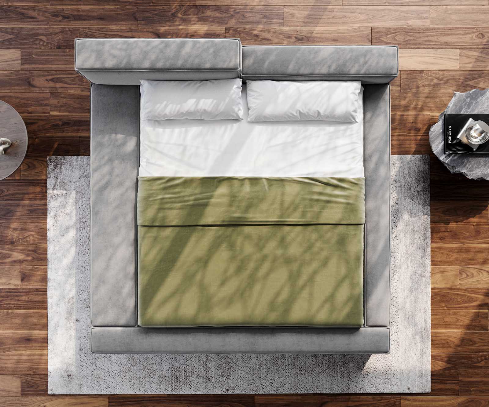 Тапицирано легло Kalinea 180x200 cm микрофибър сиво 4 Тапицирано легло Kalinea 180x200 cm микрофибър сиво 4