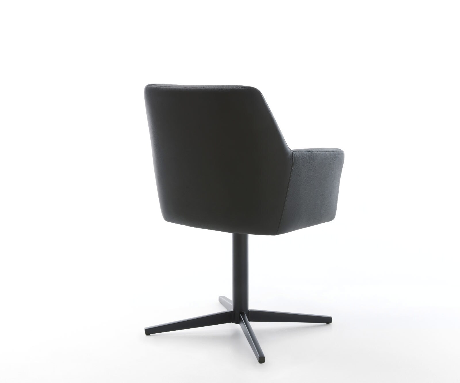 Врътящ се стол с подлакътници Естествена кожа Черен Офис основа Черен 360° въртящ се Покет пружина Xana-Flex 5