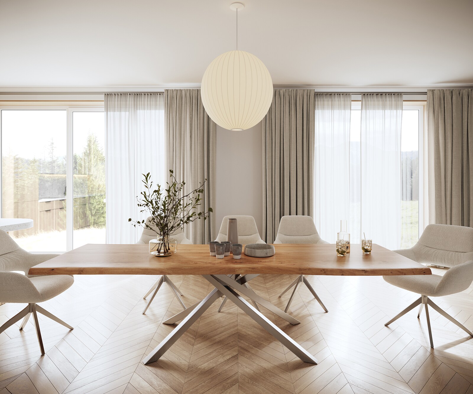 Маса 280x100 XL Акация Натурал КръстРамка Правоъгълник Неръждаема стомана Edge 2