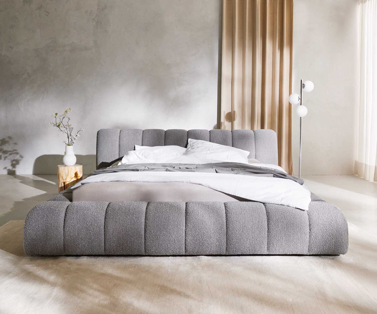 Тапицирано легло Cutio 180x200 cm Bouclé сребристо сиво 3