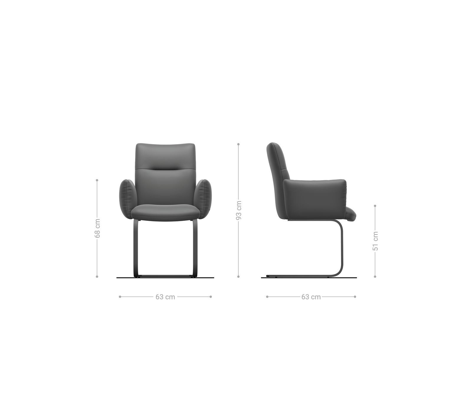 Люлеещ стол с подлакътници Букле Сребристо сив Конзолен крак плосък Черен Покет пружина Jova-Flex 6