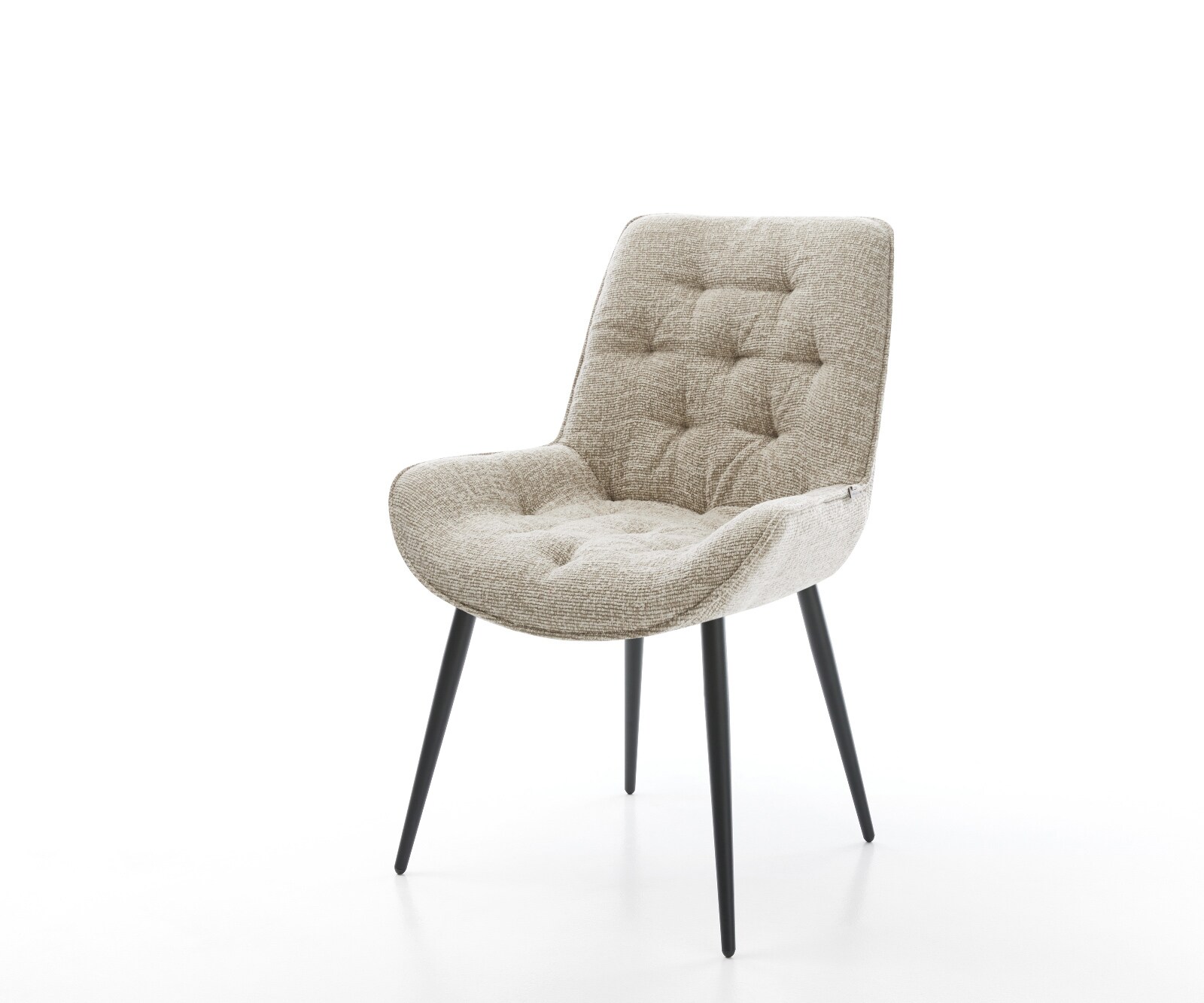 Трапезен стол Taimi-Flex тъкан плат меко бежово 4-футов конусовиден черен