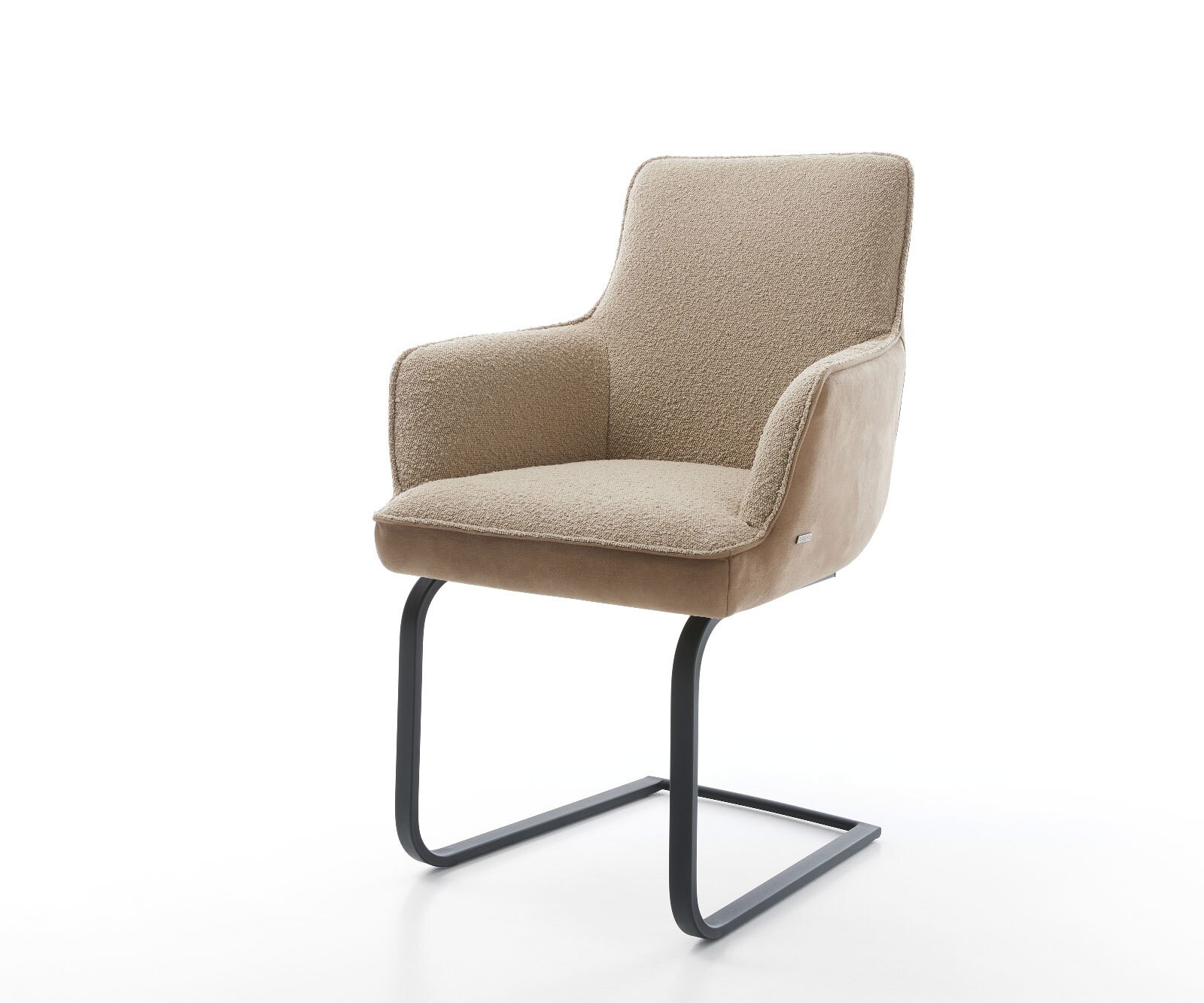 Люлеещ стол с подлакътници Микс от дамаски Сиво-Кафяв Конзолен крак плосък Черен Покет пружина Heira-Flex 1