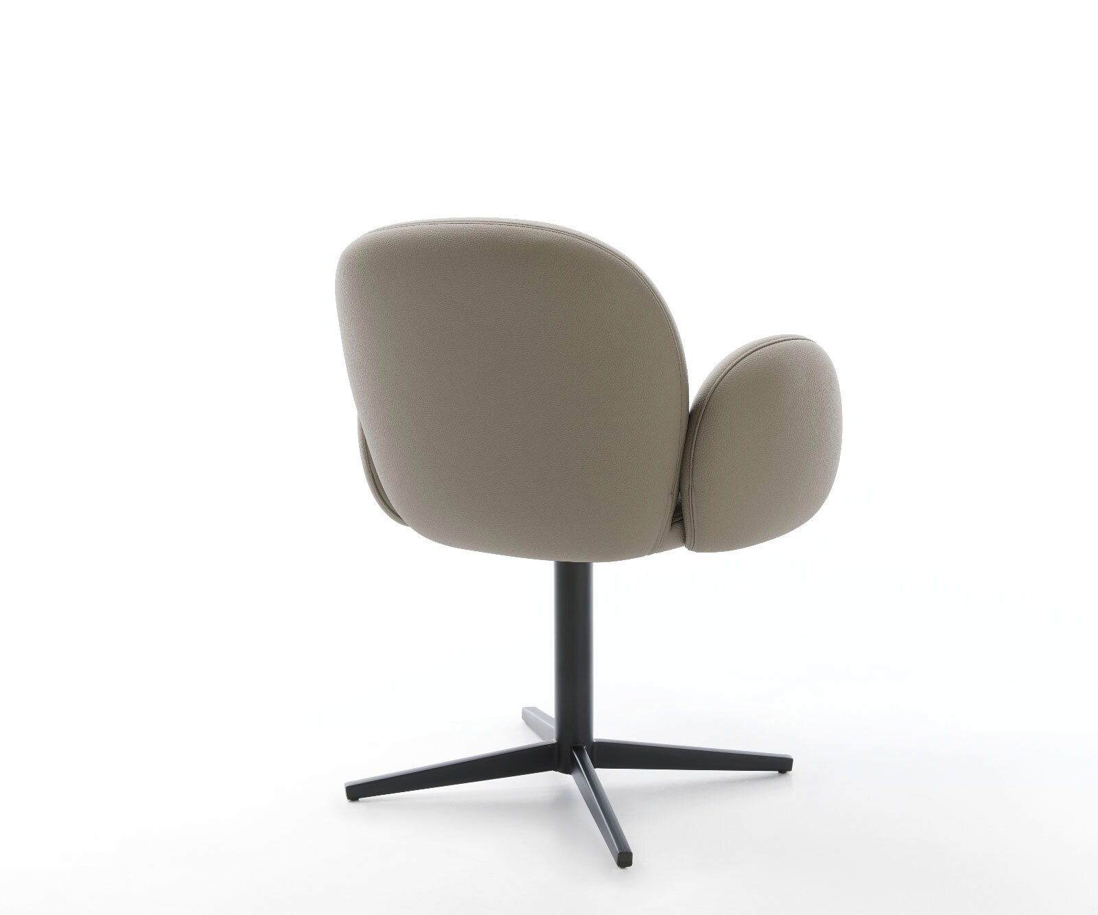 Врътящ се стол с подлакътници Естествена кожа Сиво-Кафяв Офис основа Черен 360° въртящ се Покет пружина Nube-Flex 5