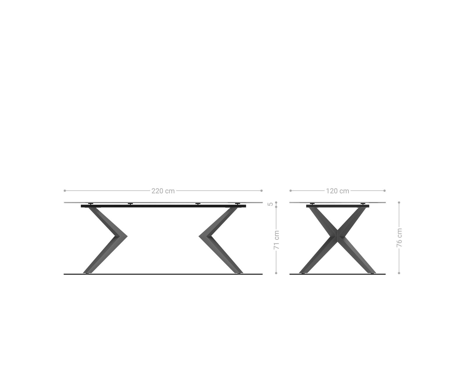 Трапезна маса Edge Oval 220x120, керамика Minas Melange, бяло-бежово, Zenthara с остри ръбове, неръждаема стомана 6