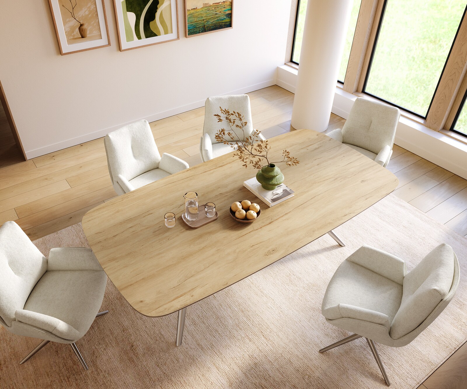 Трапезна маса Edge Boot 240x120 см, керамика Laminam „®“, цвят „Sabbia“ (дъбов), Estelar, кръгла, от неръждаема стомана 4
