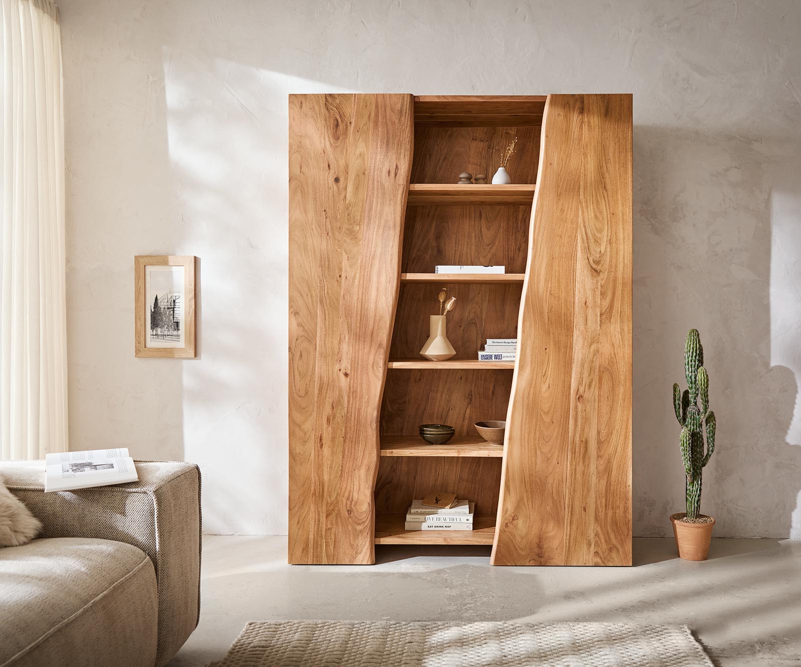 Рафт Live-Edge 140x195 cm естествена акация 2 вратички 1