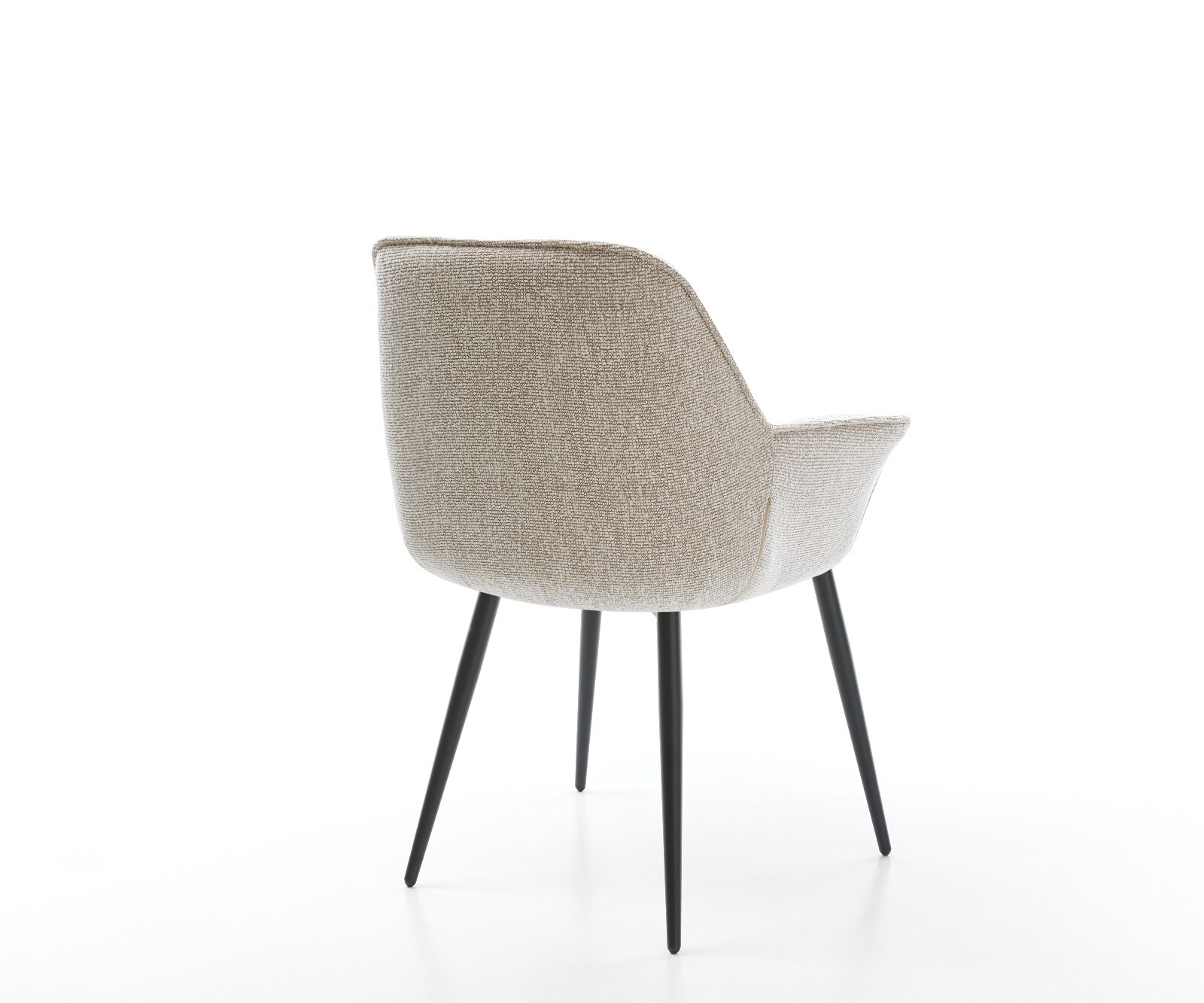 Трапезен стол Keila-Flex с подлакътници от тъкан мек бежов плат 4-футов заострен черен 4