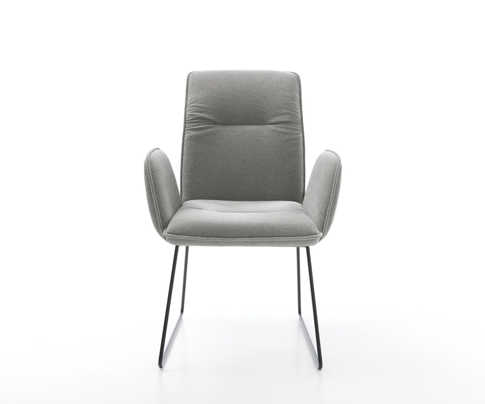 Трапезен стол Vinja-Flex с текстурирана тъкан, меко сив, основа за шейна, черна 2