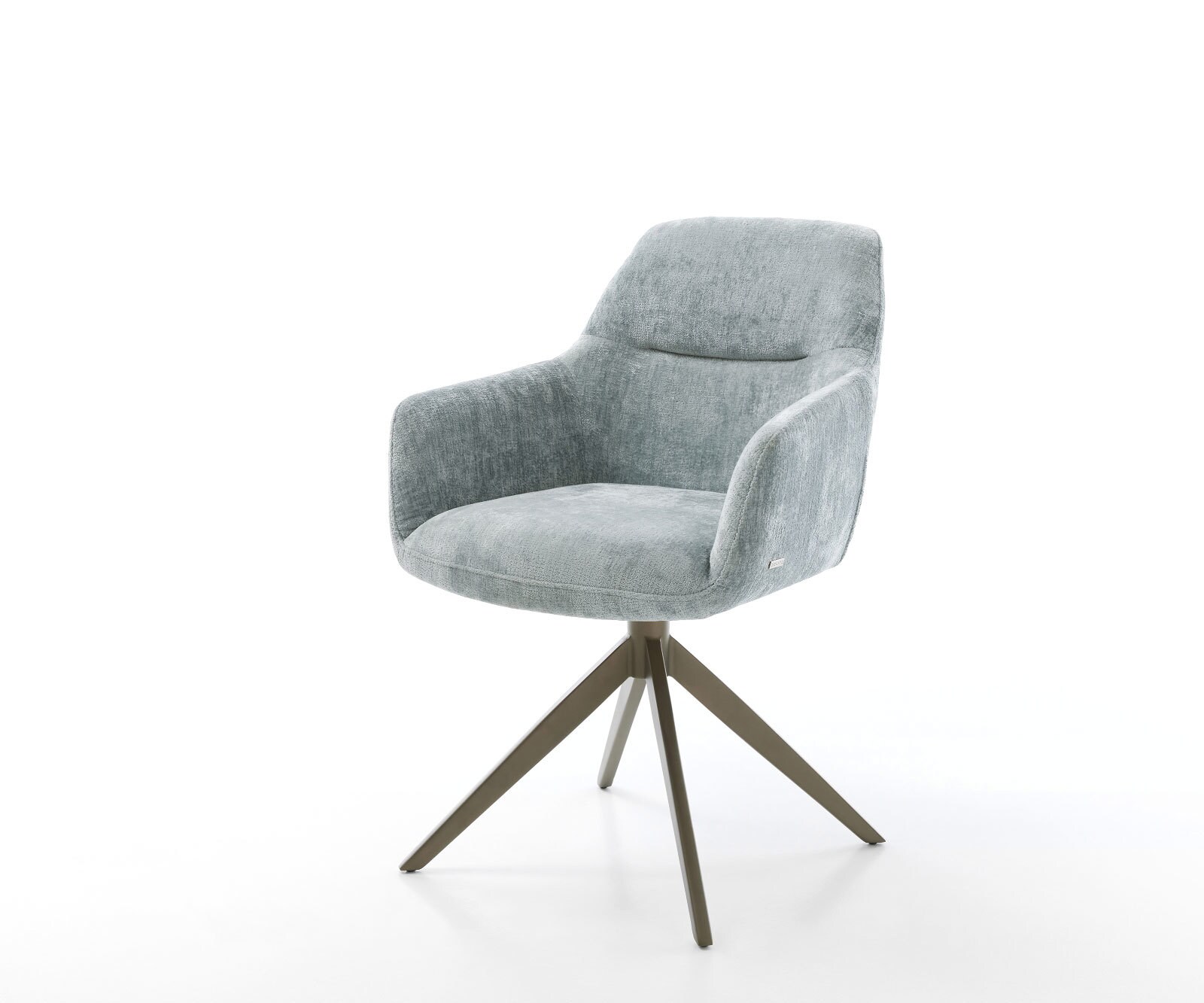 Въртящ се стол Pejo-Flex шенил пастелно синьо Кръстосана рамка широк ефект покритие титан 360° завъртане Функция люлеене сърцевина от джобни пружини