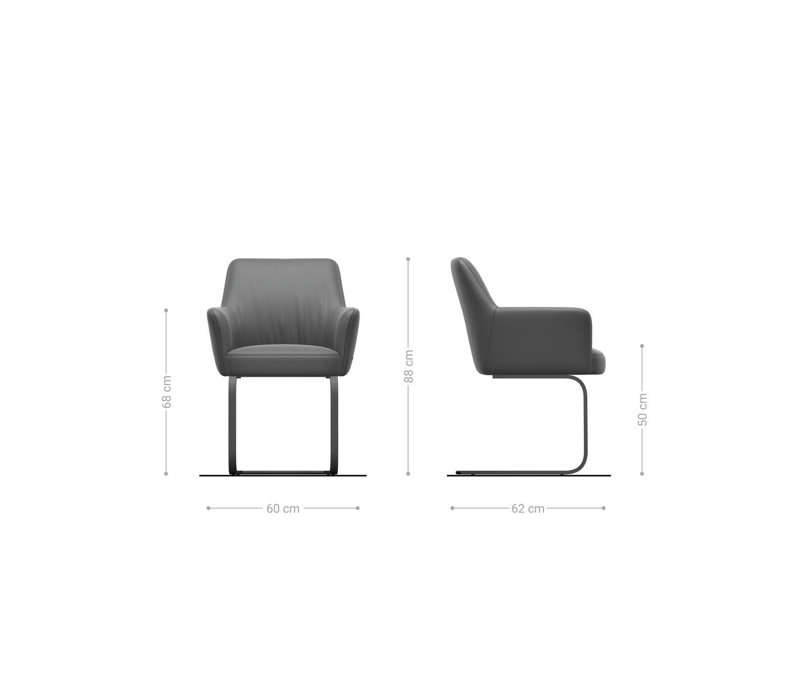 Люлеещ стол с подлакътници Корд Сребристо сив Конзолен крак плосък Черен Покет пружина Xana-Flex 6