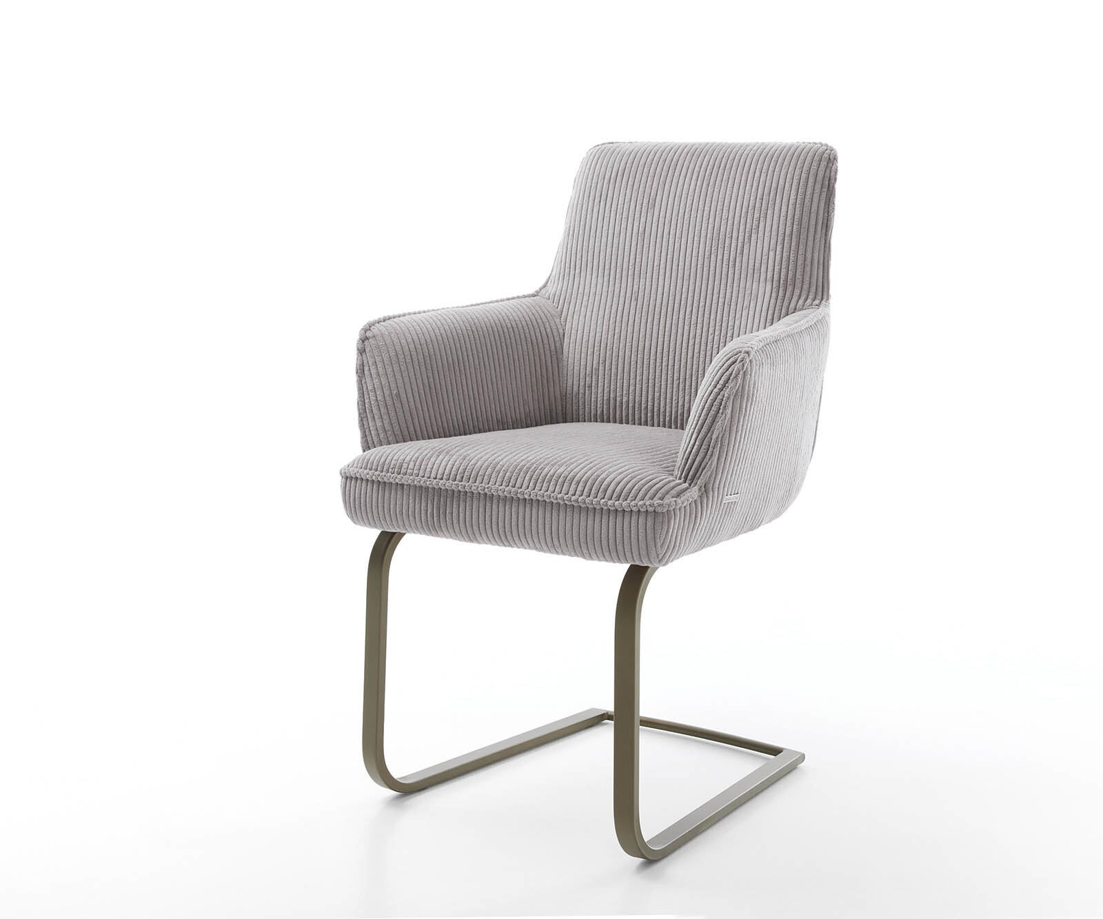 Люлеещ стол с подлакътници Корд Сребристо сив Конзолен крак плосък  Титан Покет пружина Heira-Flex 1