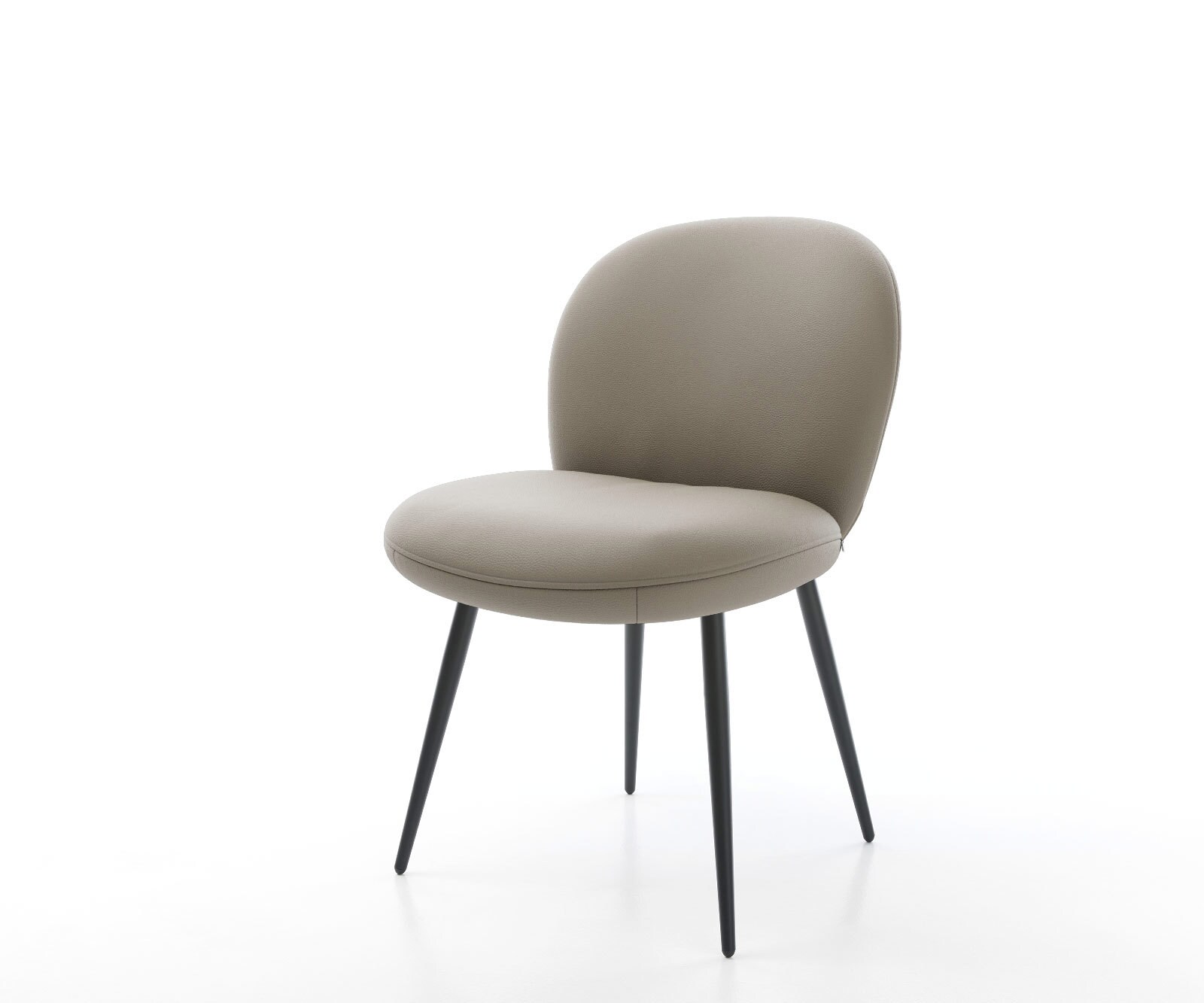 Трапезен стол Естествена кожа Сиво-Кафяв 4 крака конични Черен Покет пружина Nube-Flex 1