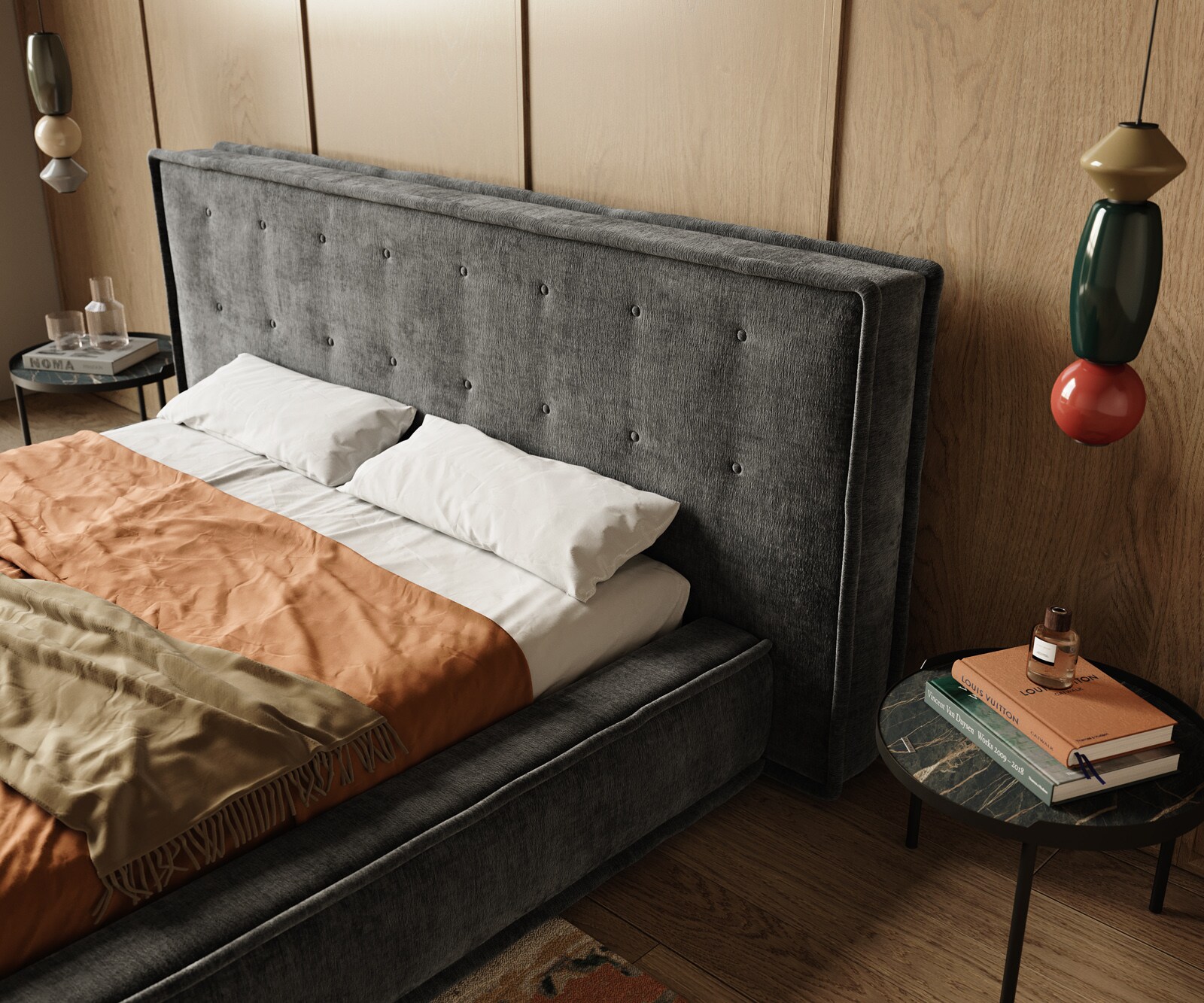 Тапицирана рамка за легло Filikos 180x200 cm шенил антрацит 4