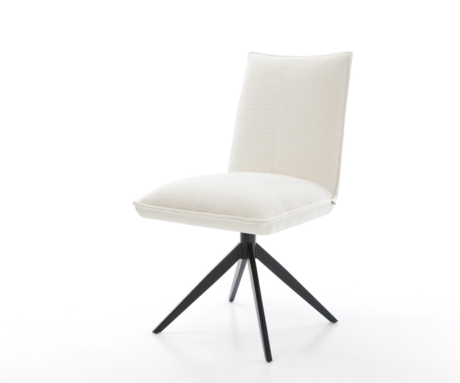 Въртящ се стол Lelio-Flex Bouclé Soft Beige Кръстосана рамка широка Черно 360° въртене Люлееща се функция Ядро от джобни пружини 1