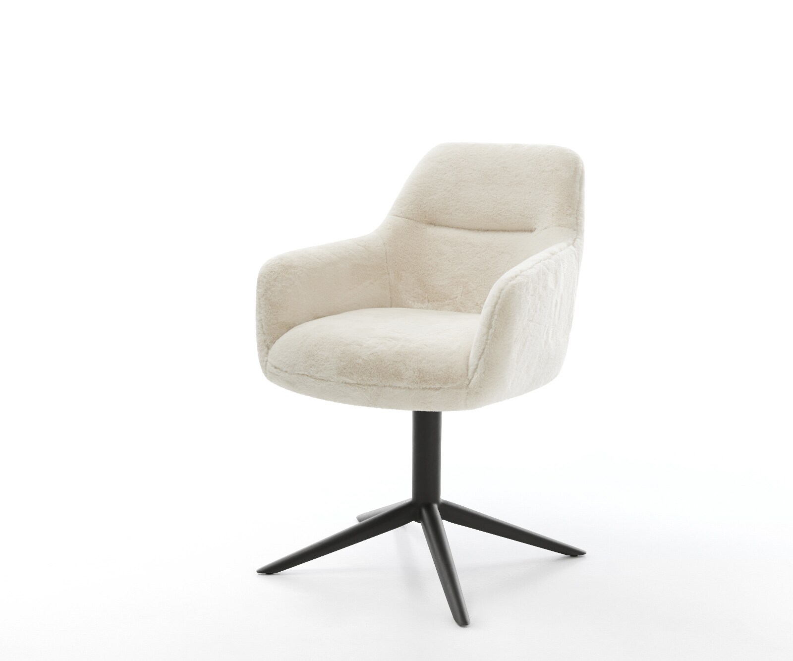 Въртящ се стол Pejo-Flex Plush крем-бяло База черно Завъртане на 360° Люлееща се функция Ядро от джобни пружини 1