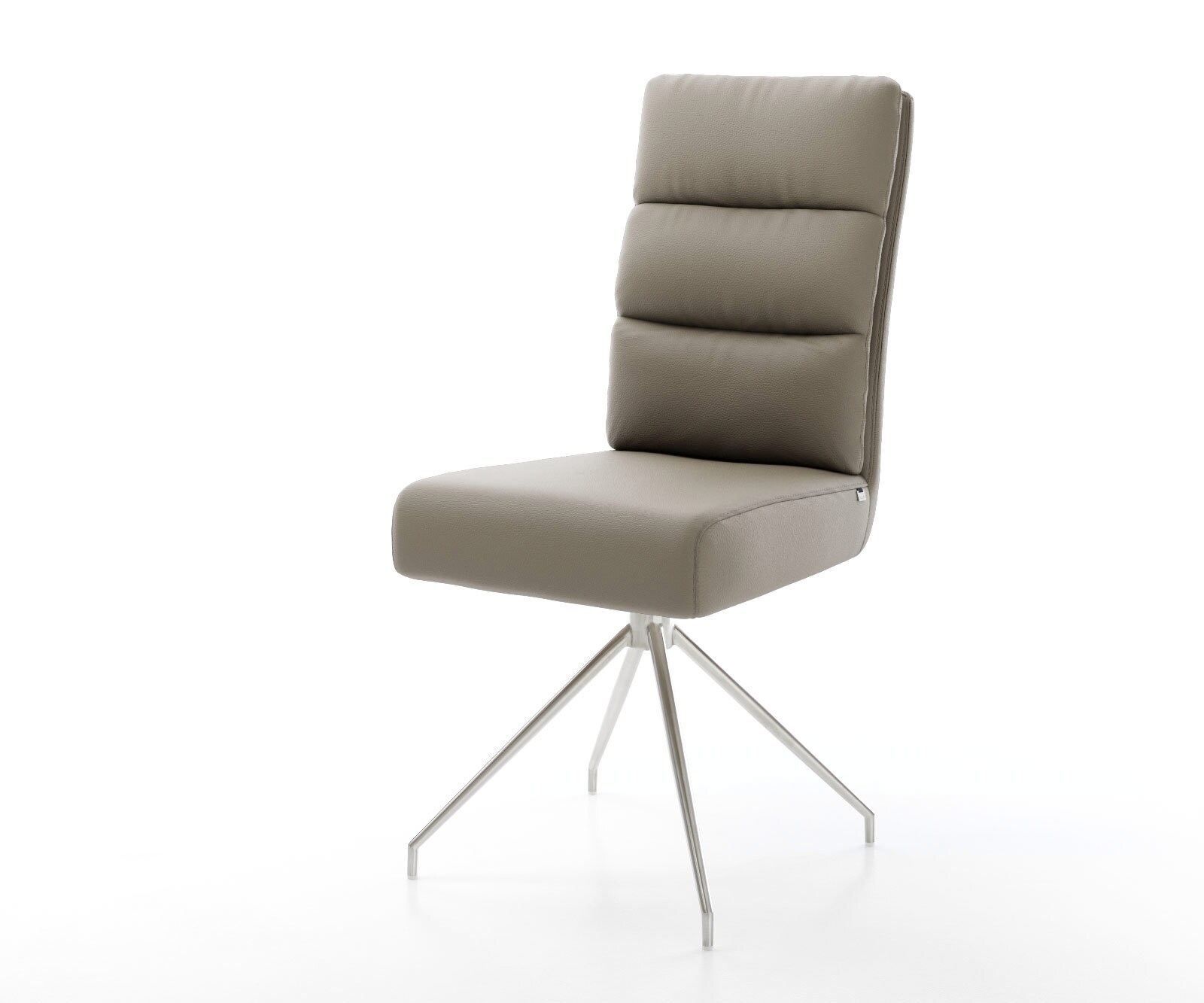 Врътящ се стол Естествена кожа Сиво-Кафяв Конус крак кръгъл Неръждаема стомана 180° въртящ се Покет пружина Pela-Flex 1