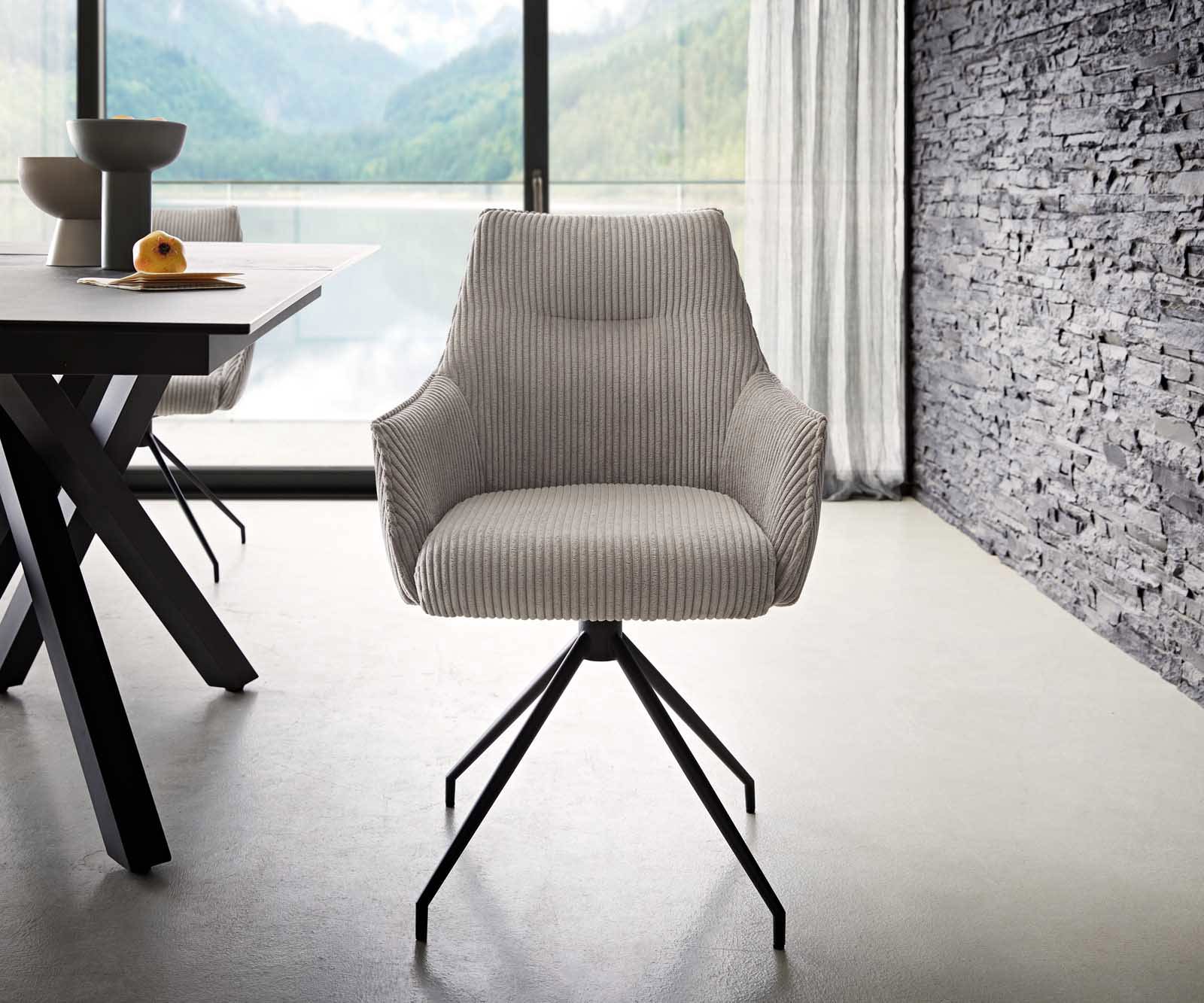 Врътящ се стол с подлакътници Корд СребристСив Конус крак кръгъл Черен 180° въртящ се Покет пружина Alja-Flex 1 Врътящ се стол с подлакътници Корд СребристСив Конус крак кръгъл Черен 180° въртящ се Покет пружина Alja-Flex 1