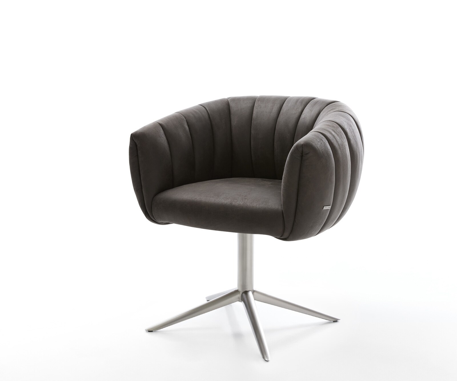 Въртящ се стол Jada-Flex микрофибър антрацит винтидж основа неръждаема стомана 360° въртяща се люлееща се функция сърцевина от джобни пружини