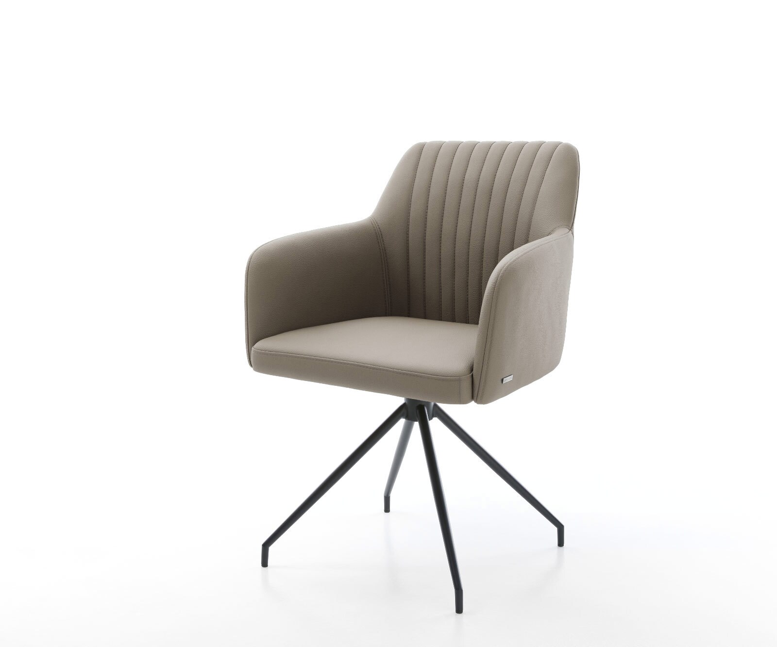 Врътящ се стол Естествена кожа Сиво-Кафяв Конус крак кръгъл Черен 180° въртящ се Greg-Flex 1