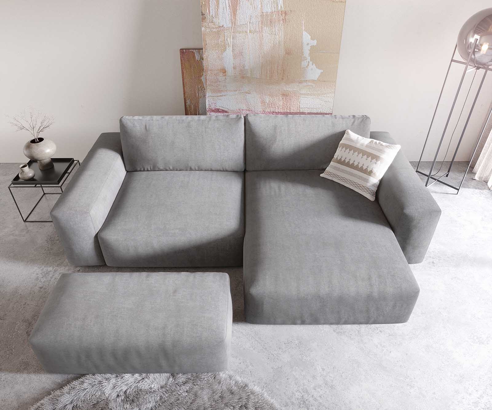 Ъглов диван Lanzo XL 270x180 см Микрофибър Сив, Лява/Дясна Лежанка, с табуретка 3