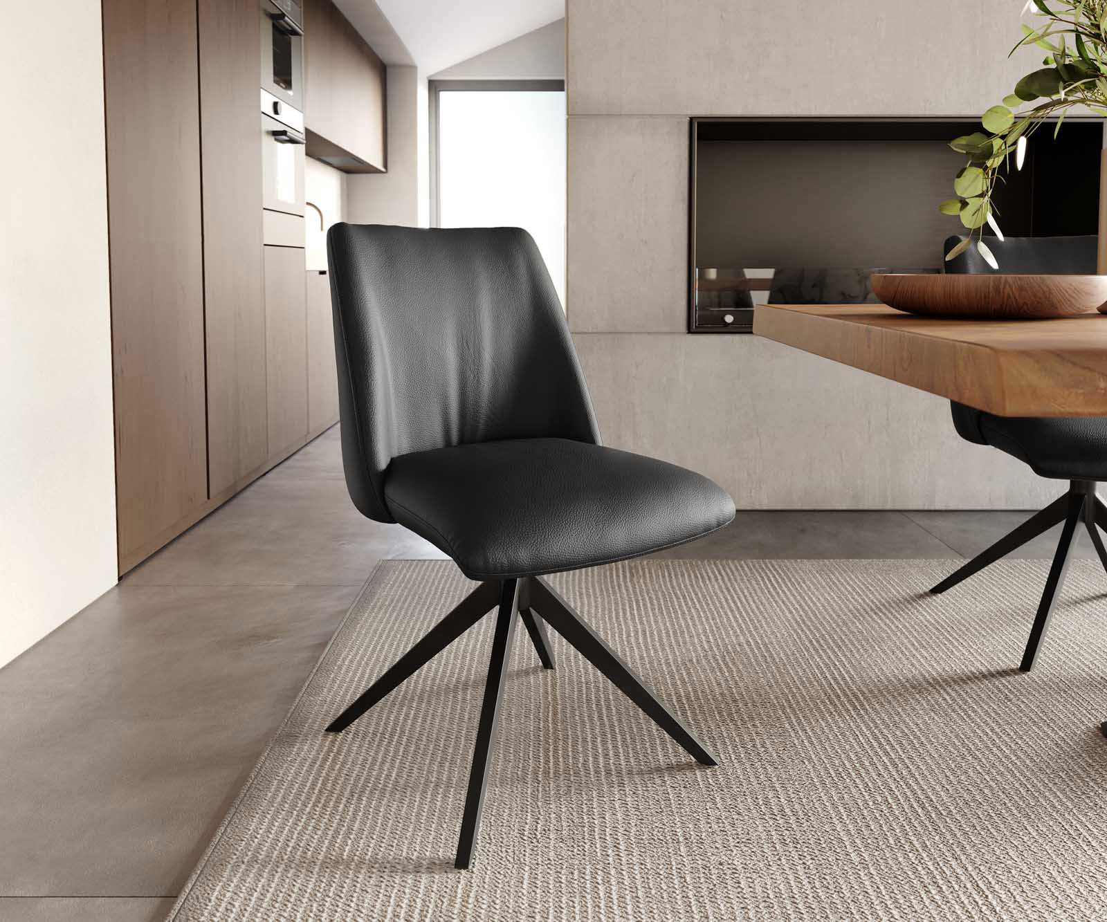 Врътящ се стол Естествена кожа Черен Конус крак плосък Черен 360° въртящ се Покет пружина Elso-Flex Врътящ се стол Естествена кожа Черен Конус крак плосък Черен 360° въртящ се Покет пружина Elso-Flex