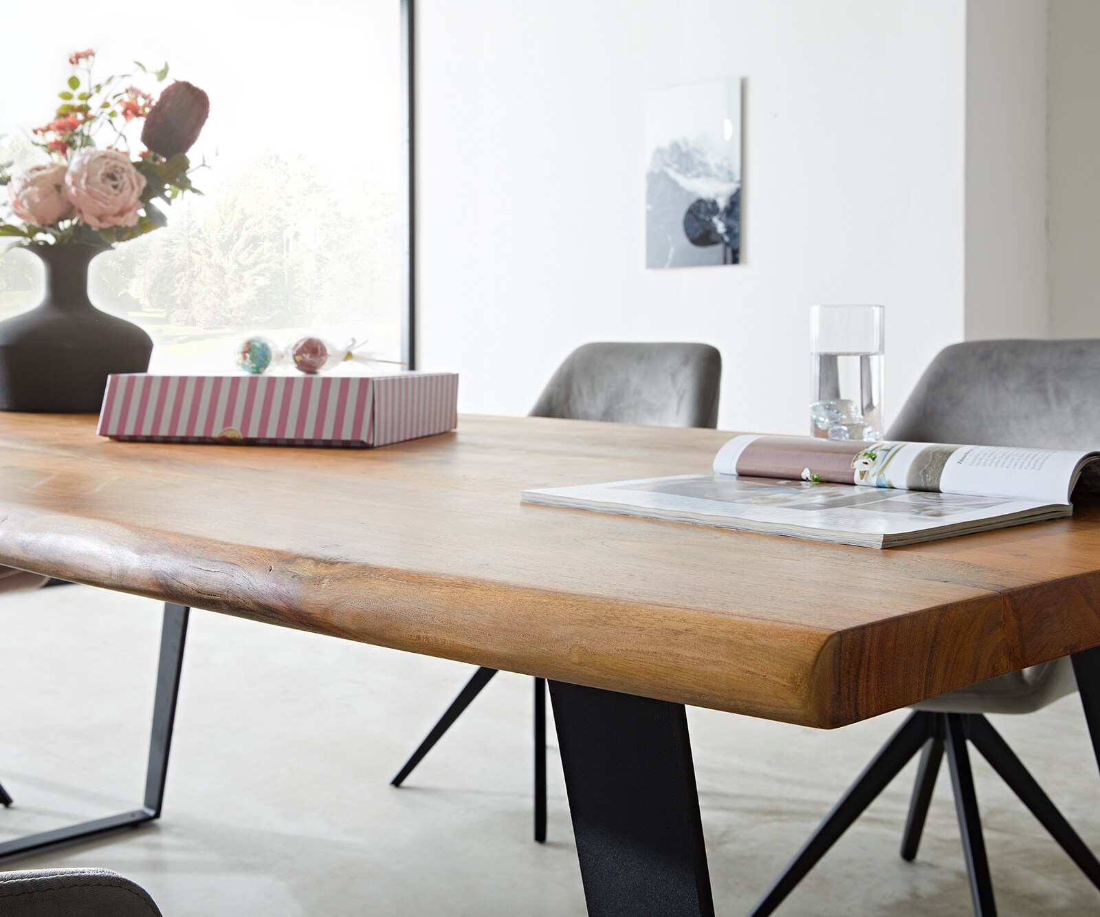 Маса 200x100 Акация Натурал Метал под ъгъл Edge 4 Маса 200x100 Акация Натурал Метал под ъгъл Edge 4