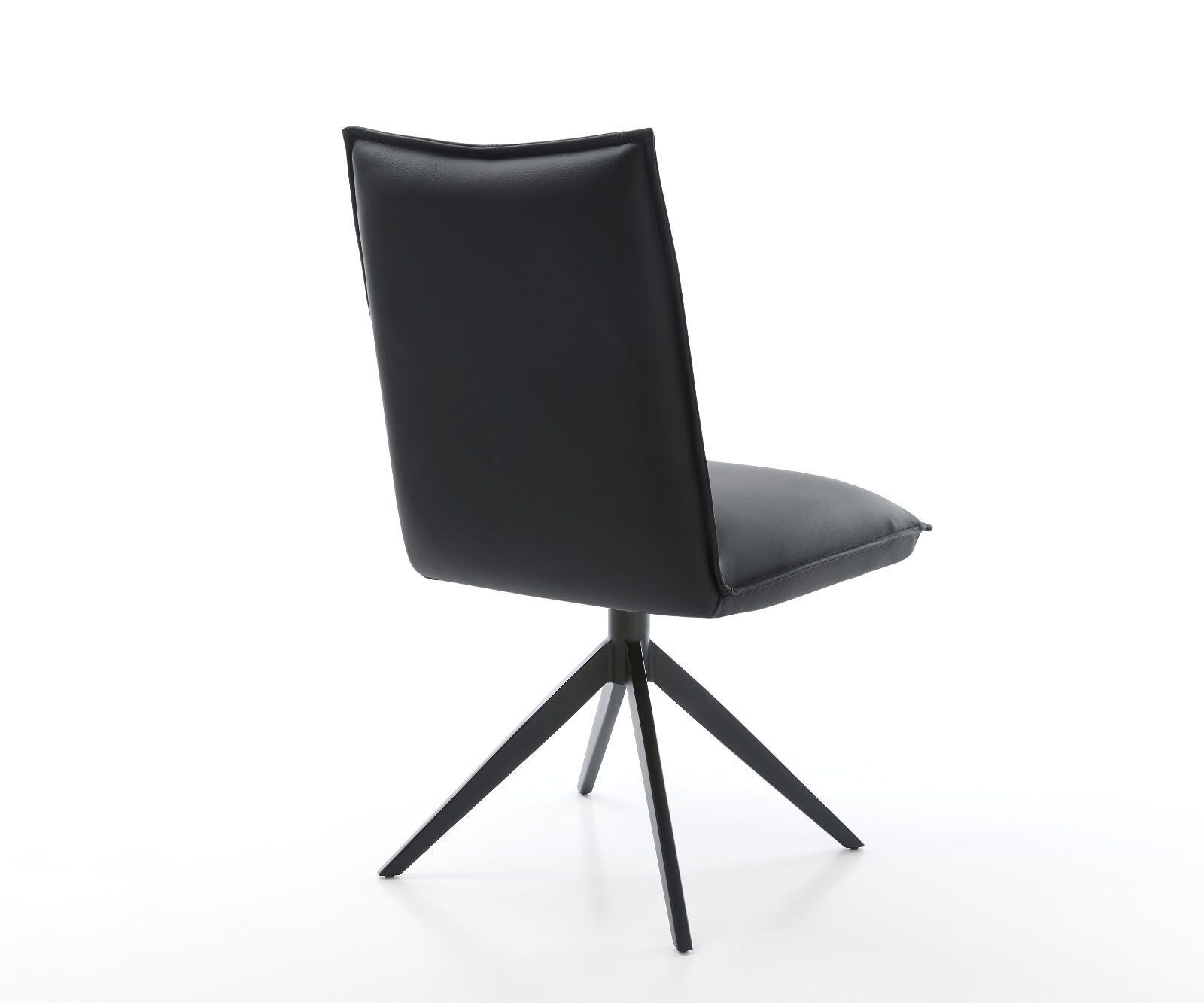 Въртящ се стол Lelio-Flex Естествена кожа Черно Кръстосана рамка широка Черно Въртене на 360° Люлееща се функция Ядро от джобни пружини 5