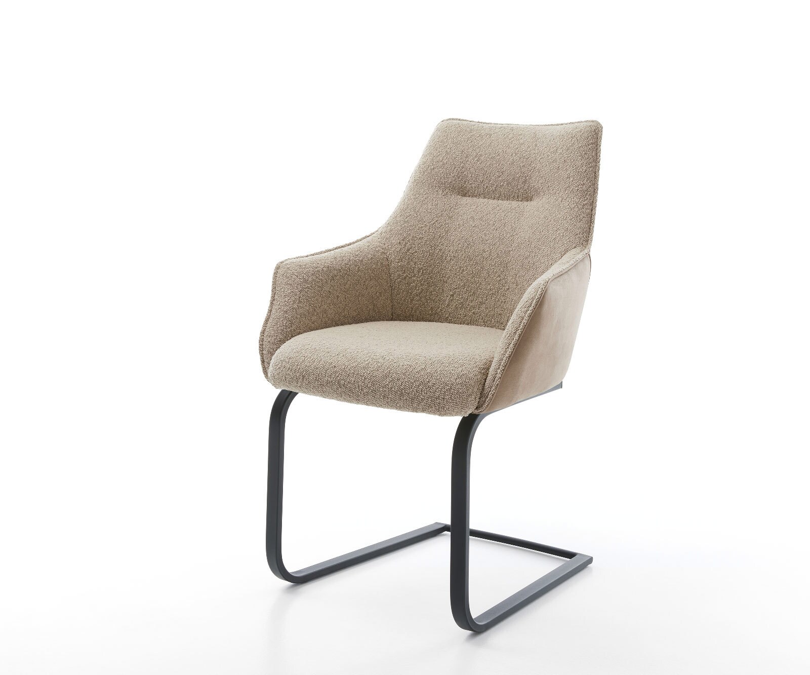 Люлеещ стол с подлакътници Микс от дамаски Сиво-Кафяв Конзолен крак плосък Черен Покет пружина Alja-Flex 1