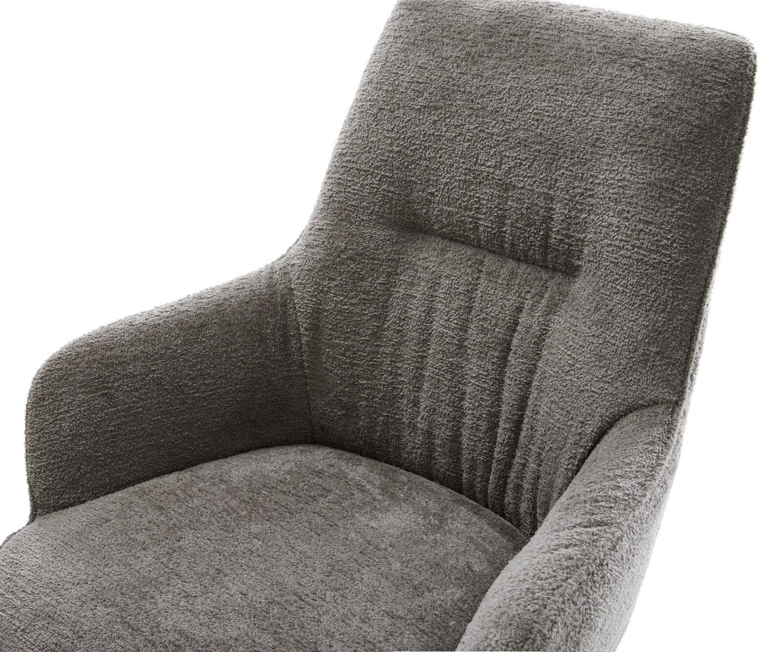 Въртящ се стол Zelia-Flex с подлакътници Мека кал Bouclé Кръстосана рамка широка бяла 360° въртене Люлееща се функция Ядро от джобни пружини 3