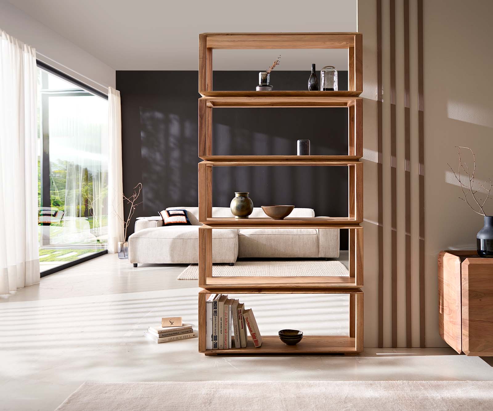 Етажерка Sakura 100x200 cm естествена акация 5 отделения 3 Етажерка Sakura 100x200 cm естествена акация 5 отделения 3