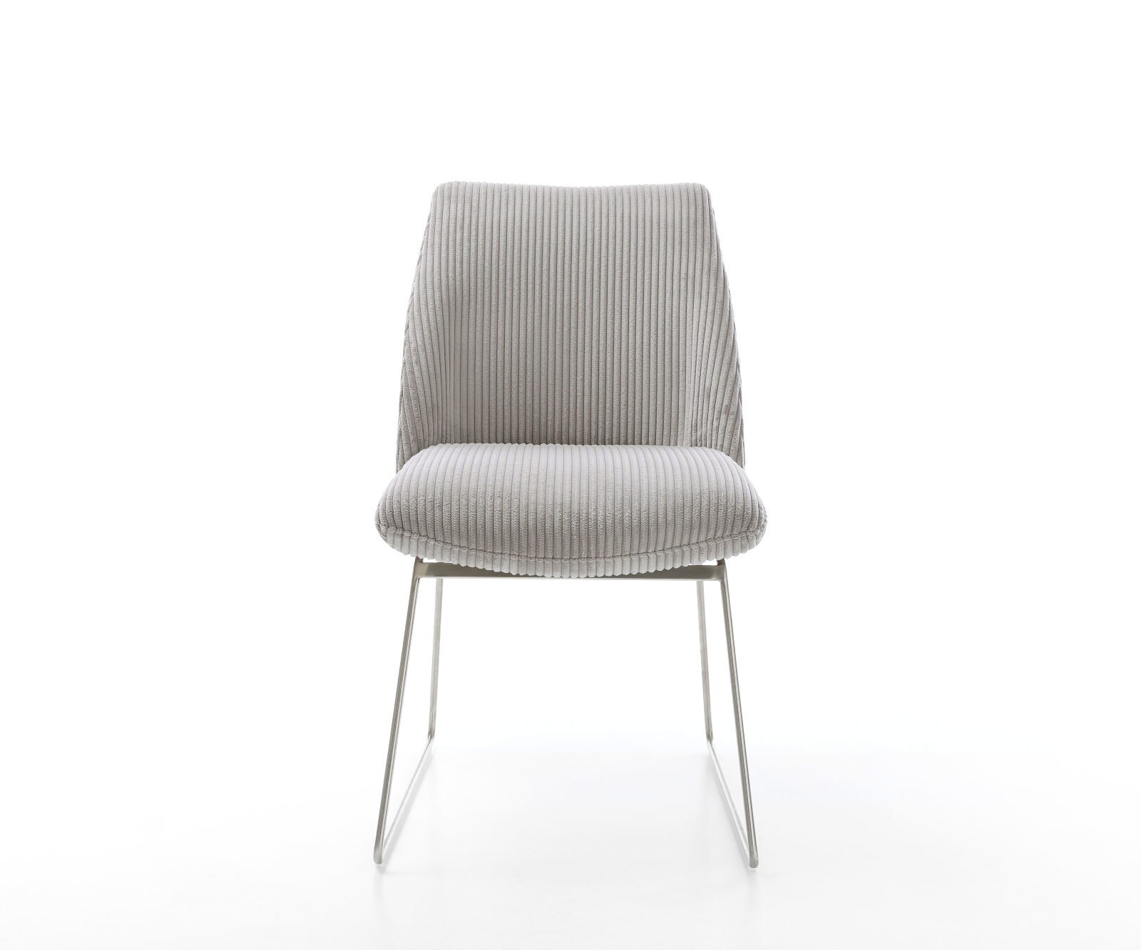 Трапезен стол Корд СребристСив Извити крака Неръждаема стомана Покет пружина Elso-Flex 2