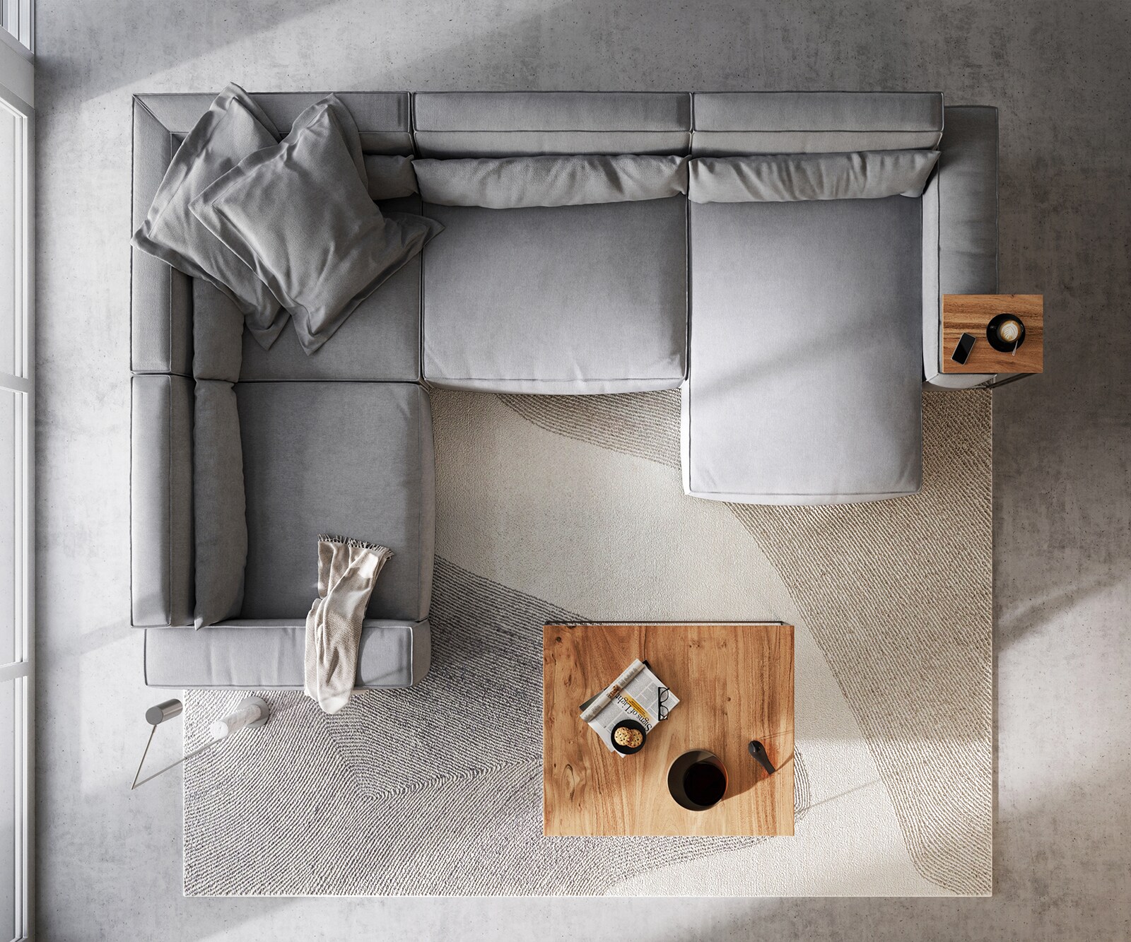 П-образен диван Sirpio 360x260 cm, XL дълбока седалка, Лява/Дясна Лежанка, Дамаска Микрофибър, Сив 6
