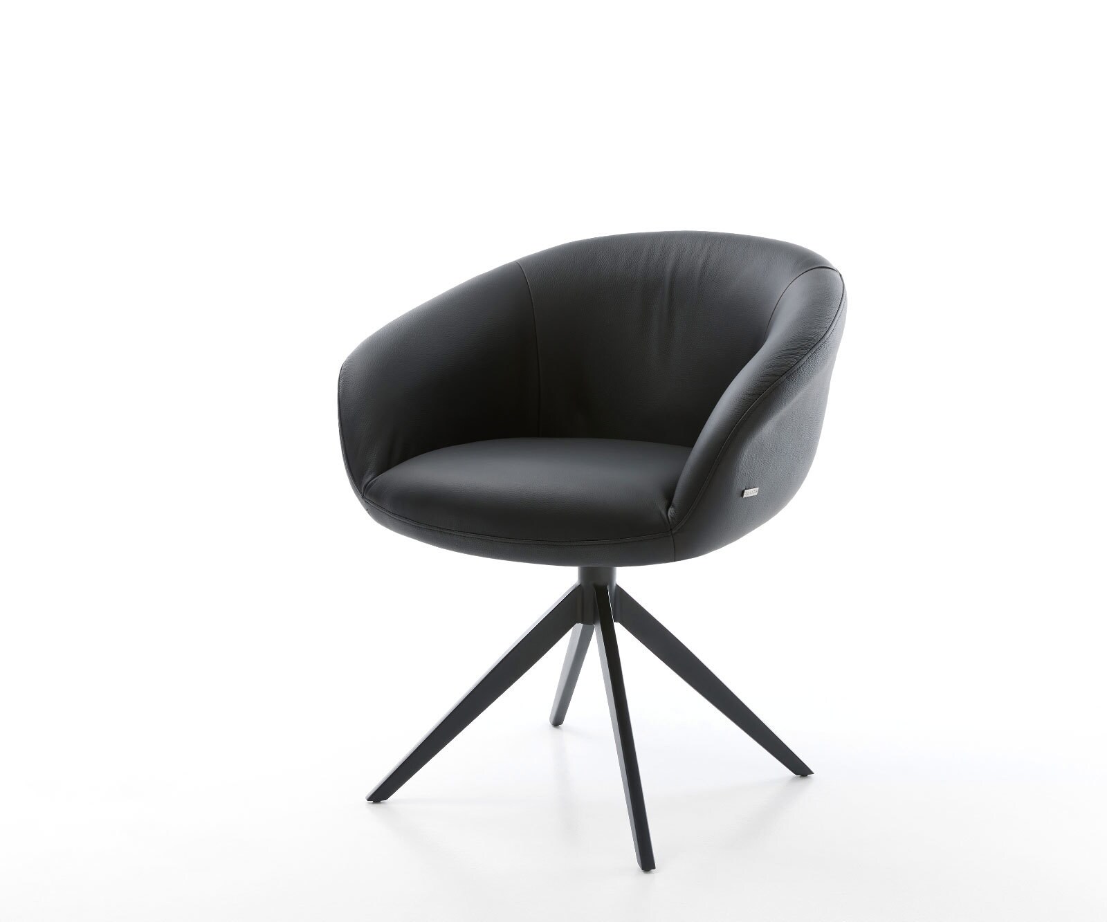 Въртящ се стол Vinka-Flex с подлакътници Естествена кожа Черно Кръстосана рамка широка Черно 360° въртене Люлееща се функция Ядро от джобни пружини 1