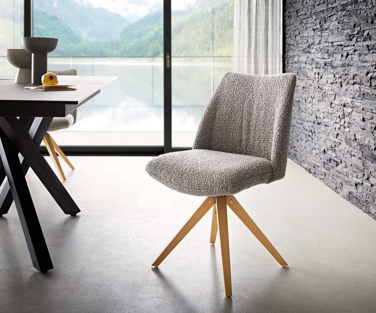 Врътящ се стол Букле СребристСив Дървена рамка  Натурал 180° въртящ се Покет пружина Elso-Flex Врътящ се стол Букле СребристСив Дървена рамка  Натурал 180° въртящ се Покет пружина Elso-Flex