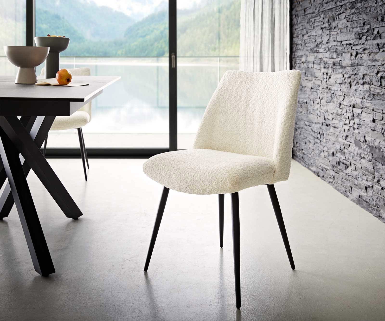 Трапезен стол Букле Бял 4 крака конични Черен Покет пружина Elso-Flex Трапезен стол Букле Бял 4 крака конични Черен Покет пружина Elso-Flex