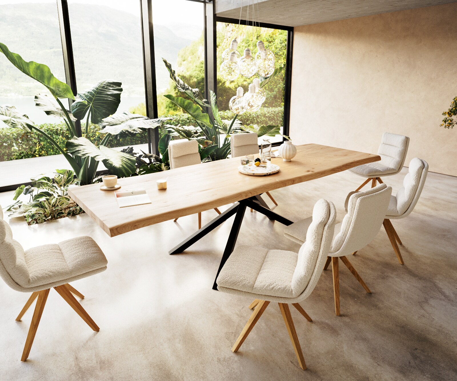 Маса 300x100 Дъб Натурал КръстРамка Правоъгълник Черен Edge 6