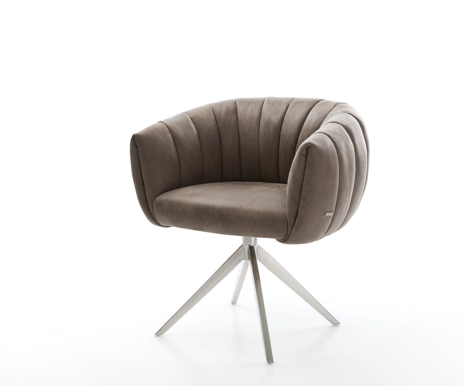 Въртящ се стол Jada-Flex микрофибър сив винтидж Кръстосана рамка широка неръждаема стомана 360° въртене Функция люлеене сърцевина от джобни пружини