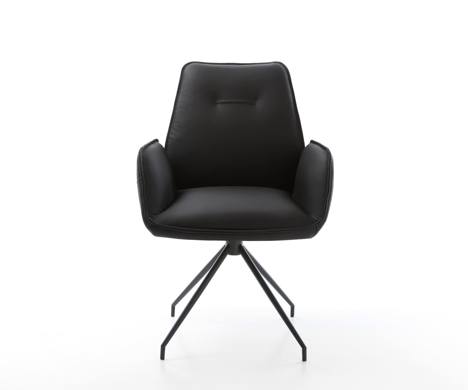 Врътящ се стол Естествена кожа Черен Конус крак кръгъл Черен 180° въртящ се Zoa-Flex 2