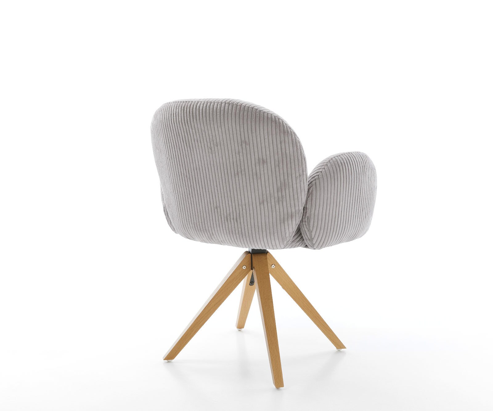 Врътящ се стол с подлакътници Корд СребристСив Дървена рамка  Натурал 180° въртящ се Покет пружина Nube-Flex 5