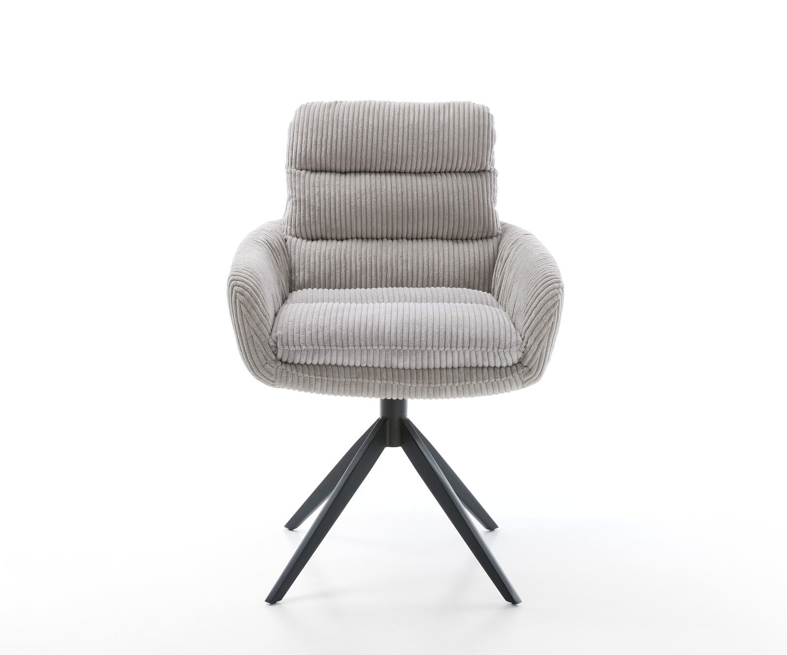 Въртящ се стол Abelia-Flex с подлакътници Шнур сребристо-сив Кръстосана рамка широка черна 360° въртене Функция люлеене 1