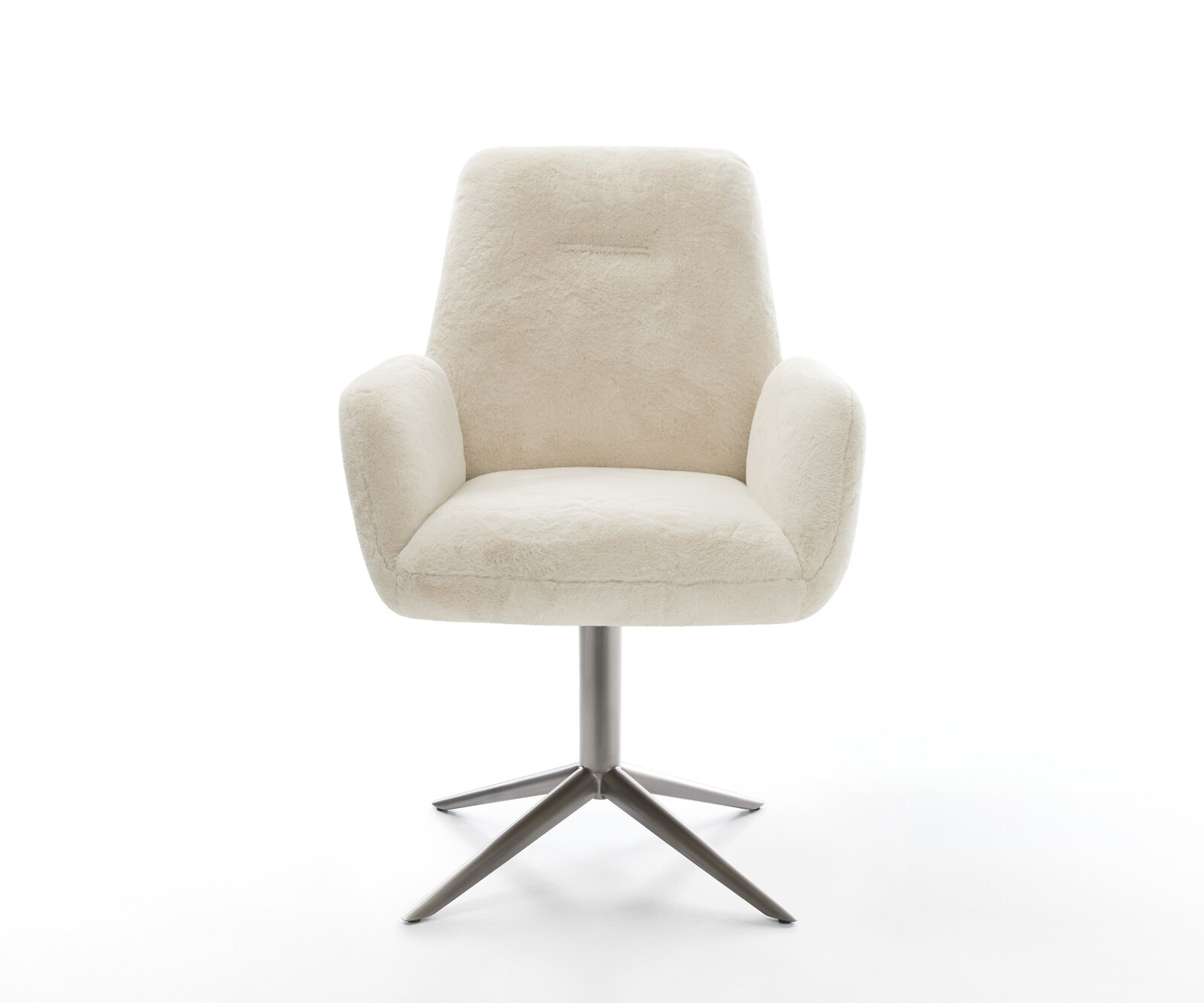 Въртящ се стол Zoa-Flex плюшена кремаво-бяла основа графит 360° въртяща се люлееща се функция сърцевина от джобни пружини 2