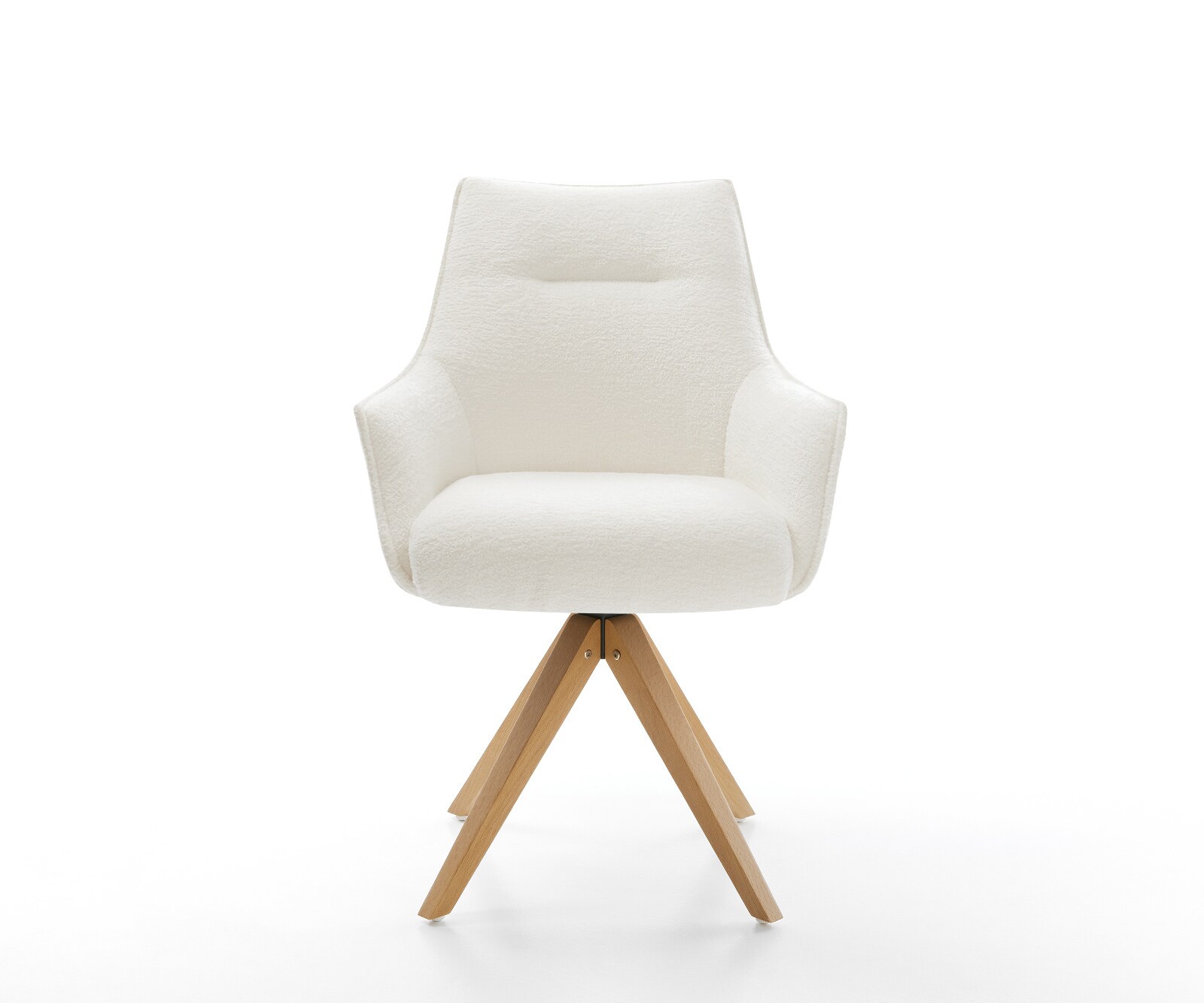 Въртящ се стол Alja-Flex с подлакътници Bouclé Soft Beige Дървена рамка ъглова естествена 180° въртене Ядро от джобни пружини 2