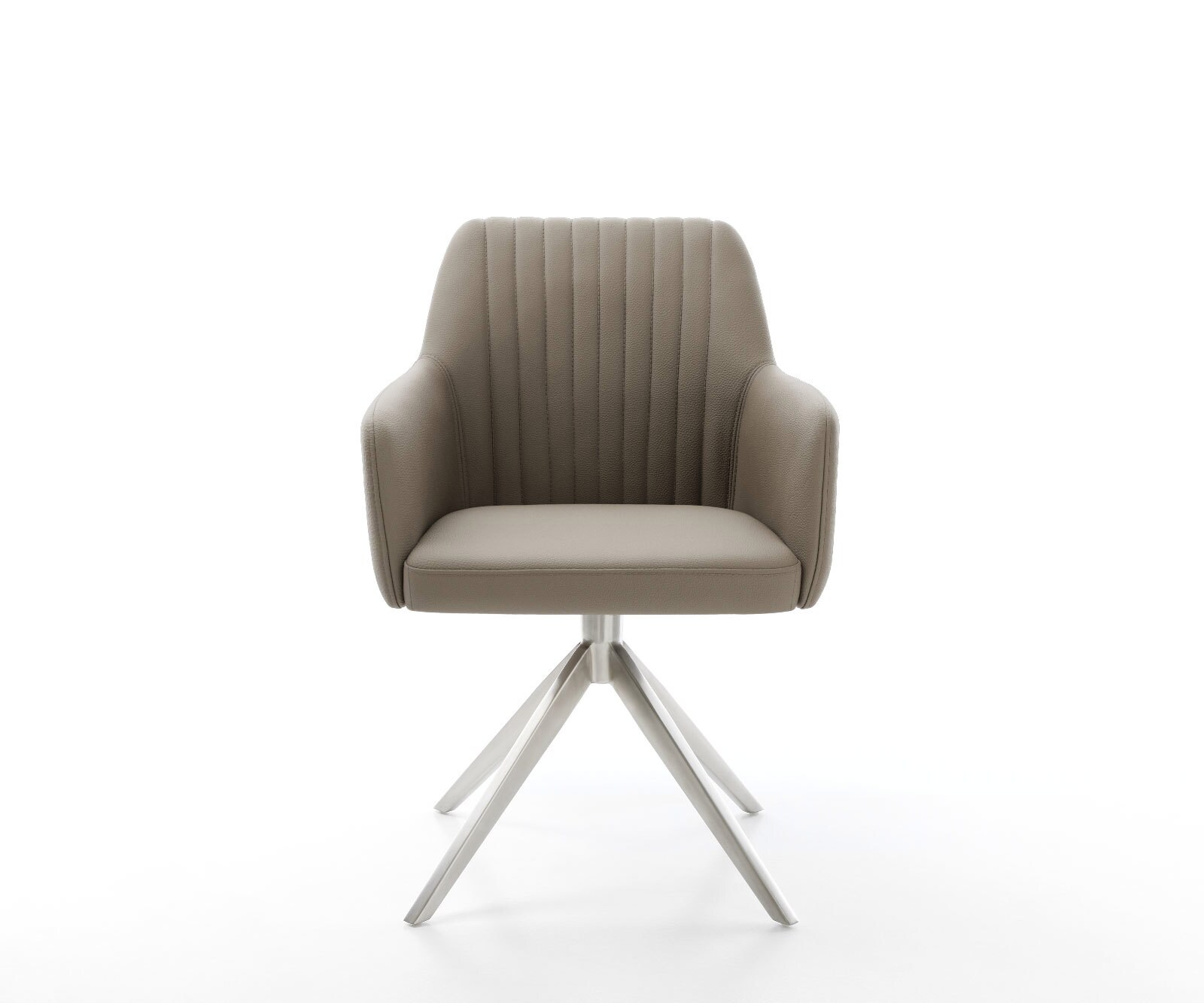 Врътящ се стол Естествена кожа Сиво-Кафяв Конус крак плосък Неръждаема стомана 360° въртящ се Greg-Flex 2