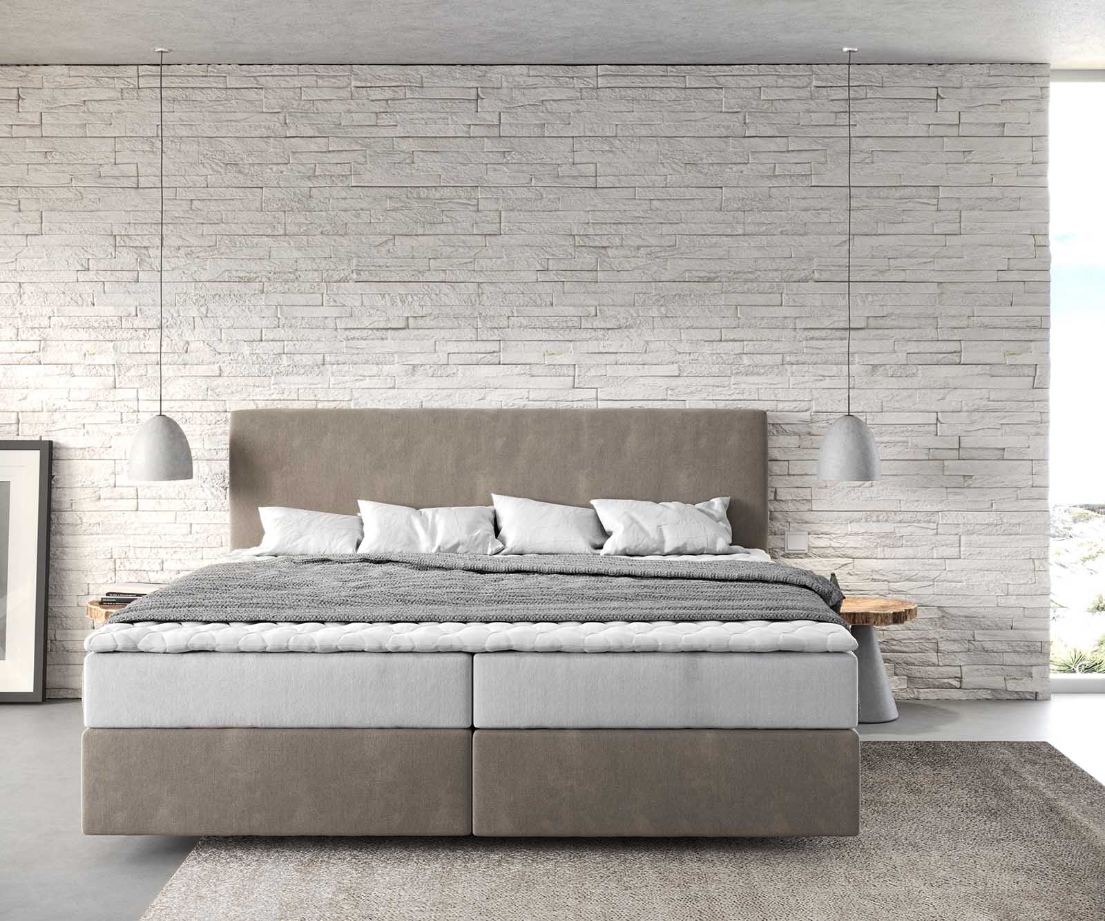 Легло Боксспринг Микрофибър Бежов 200x200 cm с Покет с-ма и Мемори Топер Dream-Well 1