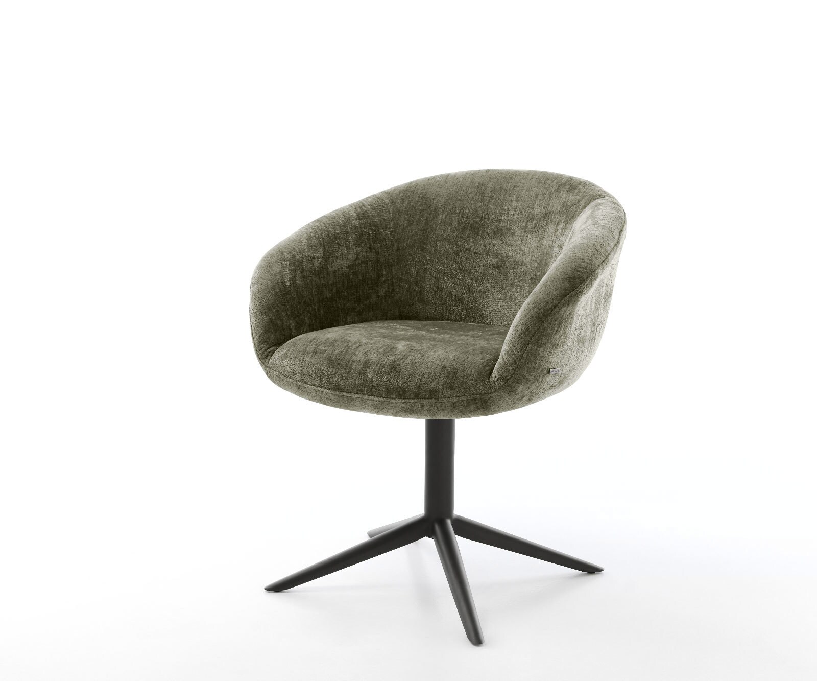 Врътящ се стол с подлакътници Шенил Маслина Офис основа Черен 360° въртящ се Люлеещ се Покет пружина Vinka-Flex 1