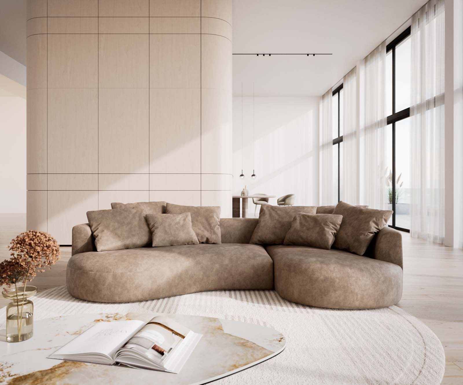 Диван Edina 330x170 cm микрофибър сив цвят vintage 1 Диван Edina 330x170 cm микрофибър сив цвят vintage 1